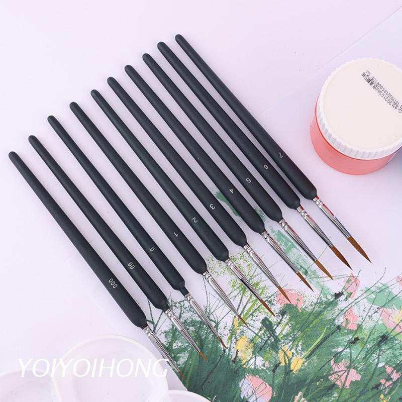 Set 10 Cọ Vẽ Tranh Sơn Dầu / Màu Nước / Acrylic Đầu Lông Sói Chuyên Dụng