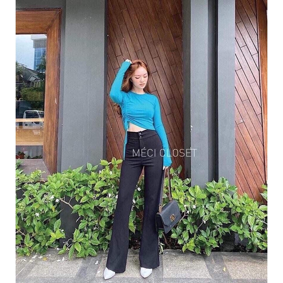 Quần ống loe lưng cao ống rộng MSHT