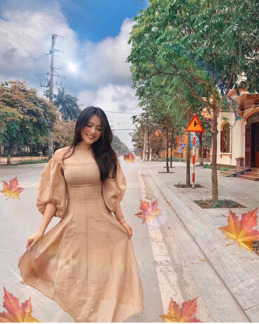 ĐẦM MAXI TAY PHỒNG CỔ U (KÈM HÌNH THẬT)