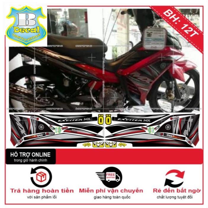 ( Quí khách vui lòng mang ra tiệm cho thợ dán ) Tem EX 2011 MX ZIN ĐỎ ĐEN [Bi Decal]