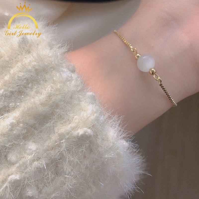 Vòng Tay Đá Opal Hình Hello Kitty Dễ Phối Đồ Tùy Chỉnh Thời Trang Cho Nữ