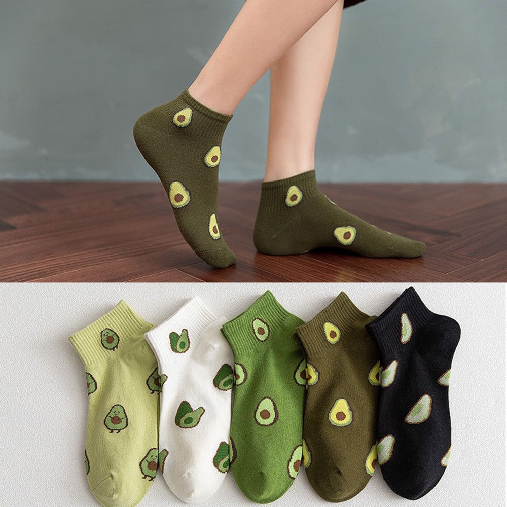 Đôi vớ cotton cổ thấp co giãn in hình quả bơ Nhật Bản dễ thương thời trang xuân thu cho nữ