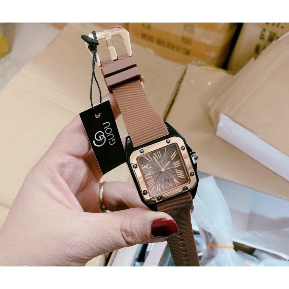 Đồng hồ nữ đẹp đeo tay  guou mặt vuông dây silicon phiên bản cao cấp [ BH 12 THÁNG 1 ĐỔI 1 ] | BigBuy360 - bigbuy360.vn