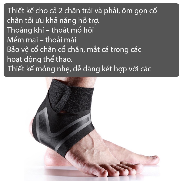 Băng bảo vệ cổ chân, mắt cá chân,hỗ trợ và bảo vệ đảm bảo sự linh hoạt trong thể thao màu đen