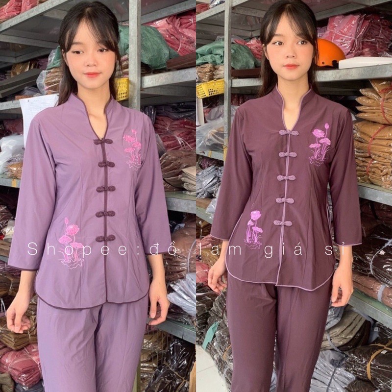 Áo Lam Đi Chùa # THUN CỔ TÀU VIỀN THÊU SEN GIÁ RẺ VÔ ĐỊCH