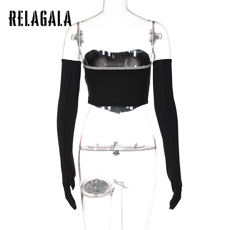 Áo ống Relagala màu trơn đính kim cương quyến rũ thời trang cho nữ