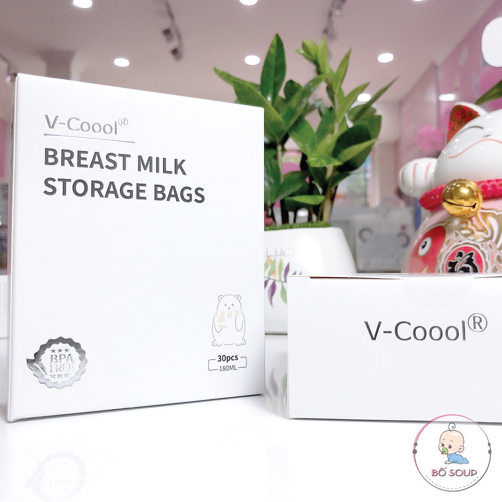 Túi trữ sữa Vcoool cao cấp hộp 30 túi 180ml có vòi rót tiện lợi Shop Bố Soup