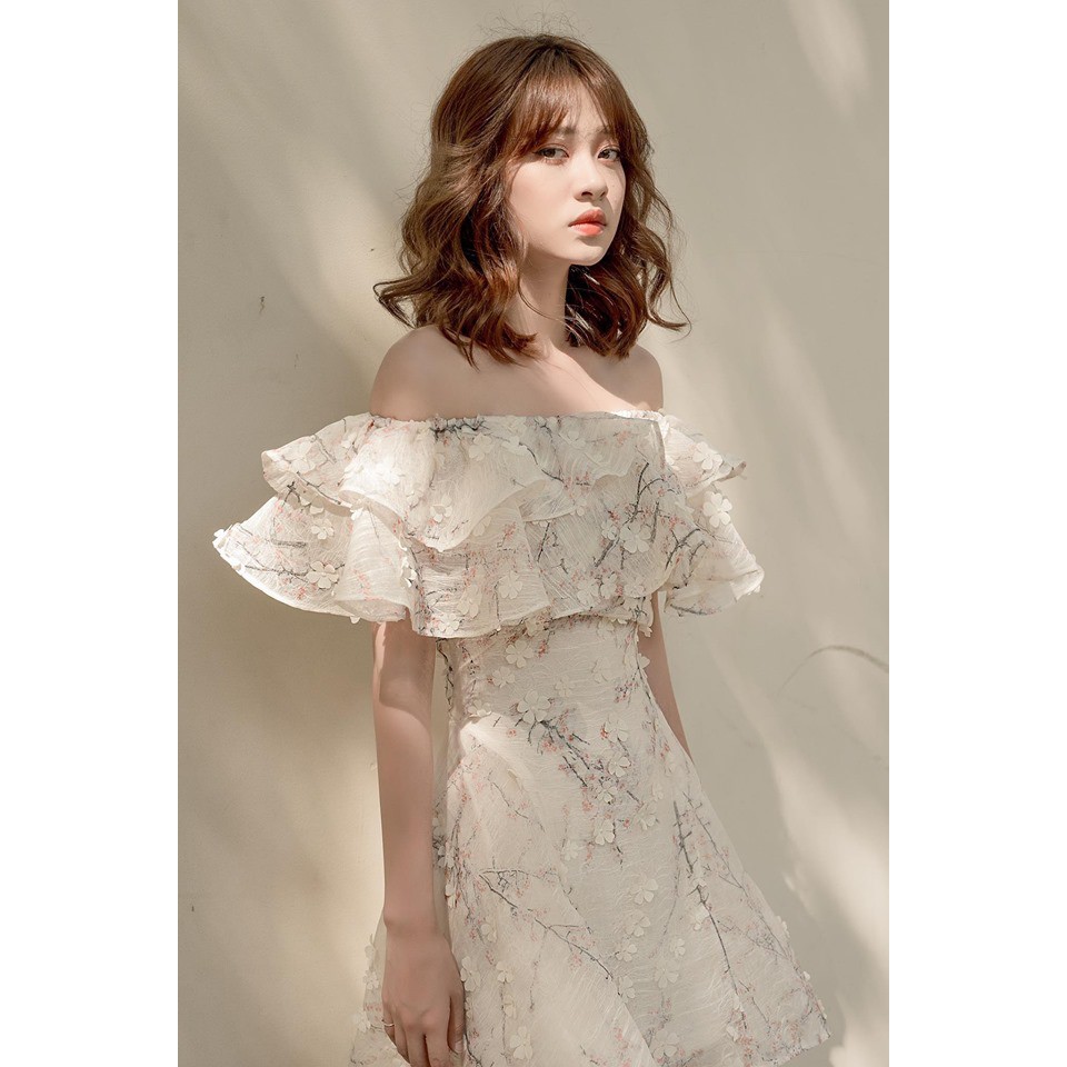 Đầm dự tiệc trễ vai Windy Dress đính hoa dáng xòe sang chảnh [KÈM ẢNH THẬT]