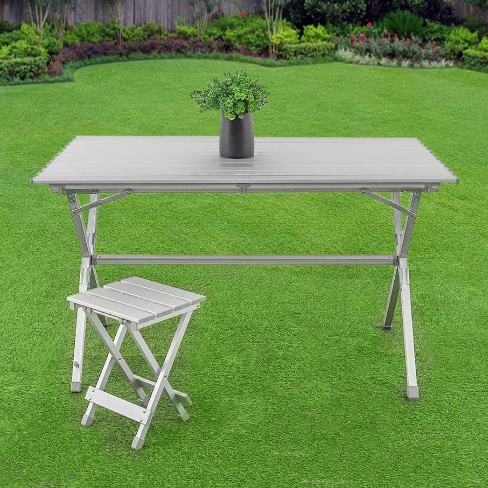 HomeBase SPRING Bàn dã ngoại có thể gấp được bằng nhôm W120xH70xD70cm