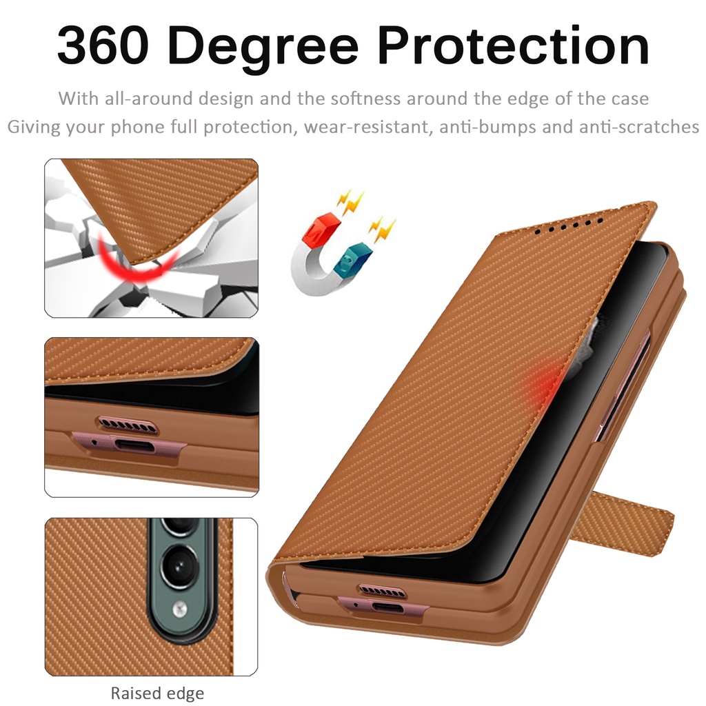 Bao Da PU + PC Cứng Siêu Mỏng Làm Giá Đỡ Chống Trầy Xước Cho Samsung Galaxy Z Fold 3 Z Fold 3