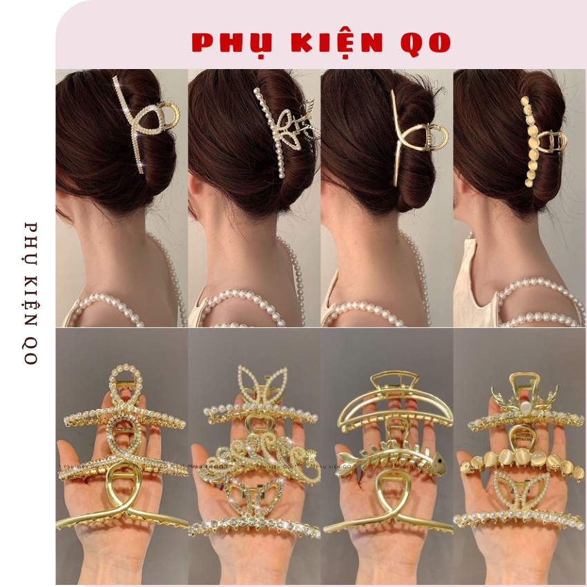 Kẹp Càng Cua Kim Loại Đính Đá Và Ngọc Trai Nhân Tạo Phong Cách Hàn Quốc KEP58