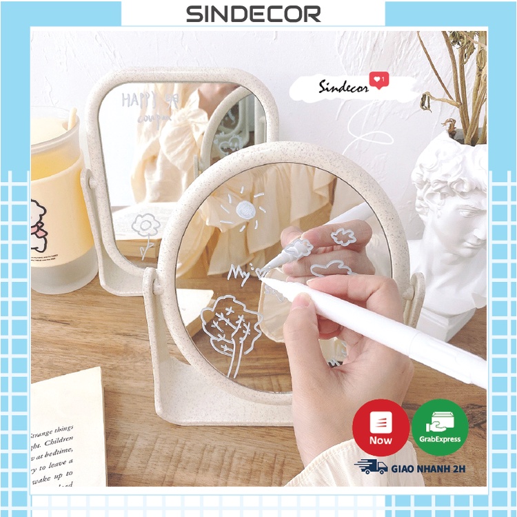 Gương trang điểm để bàn - Gương soi xoay 360 độ Hàn Quốc - Sindecor - SI01