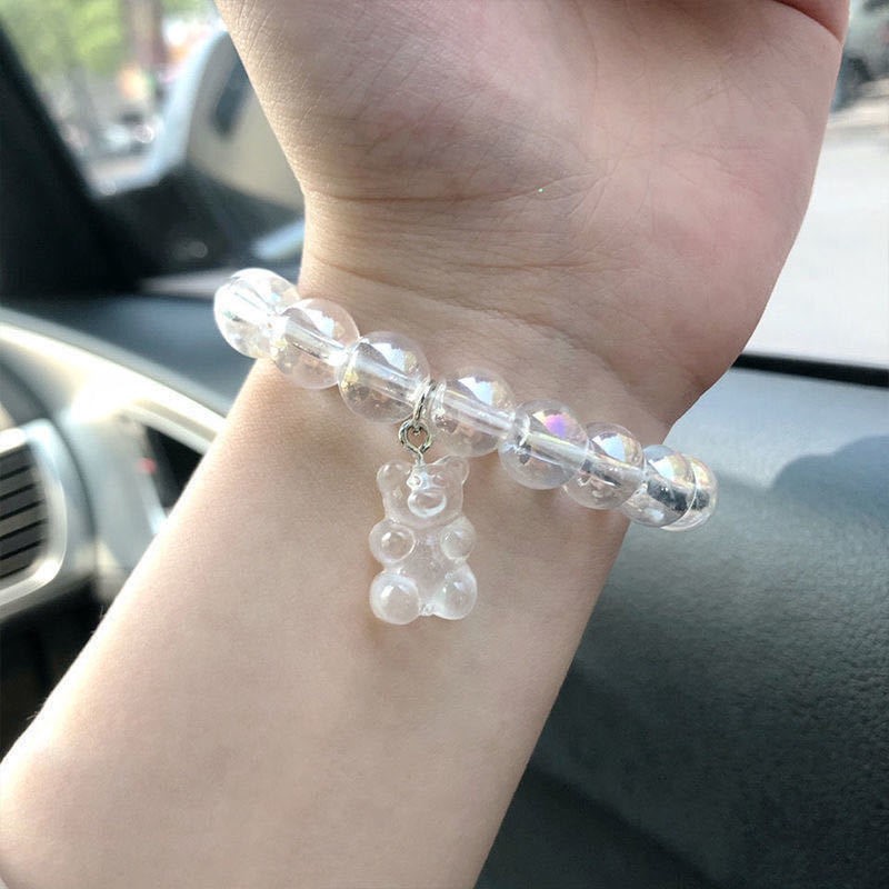 Vòng tay mặt hình gấu đính đá pha lê trong suốt phong cách Hàn Quốc cho nữ sinh 22645
