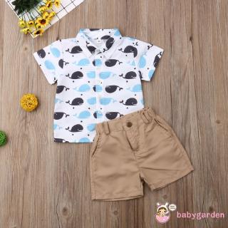Set đồ bộ ngắn in hình cá voi dễ thương cho bé trai