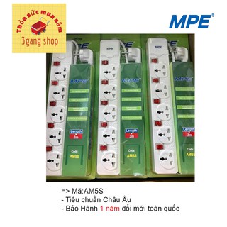 Ổ cắm kéo dài 5 ổ đa năng dài 3 mét mpe am5s