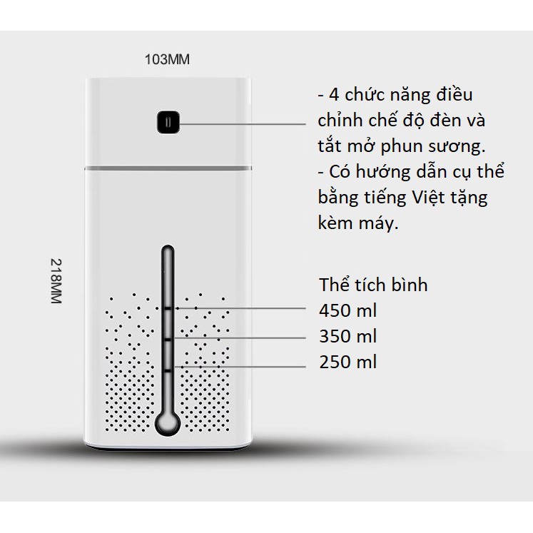 Máy Phun Sương Cấp Ẩm - Trụ Vuông lớn - GD128 (Trắng)