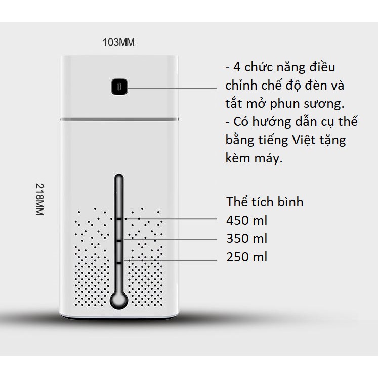 Máy Phun Sương Cấp Ẩm - Trụ Vuông lớn - GD128 (Trắng)