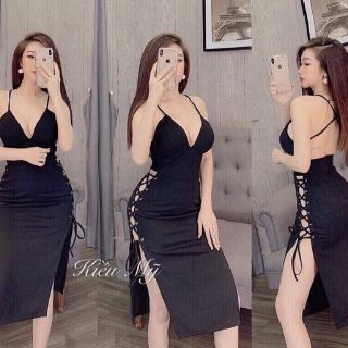 đầm body đan dây hở ngực sexy