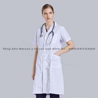Áo Blouse (Blu) bác sĩ, Spa, thẩm mỹ nam/nữ cộc tay hàng xuất khẩu - Blouse Bình An - Hàng cao cấp