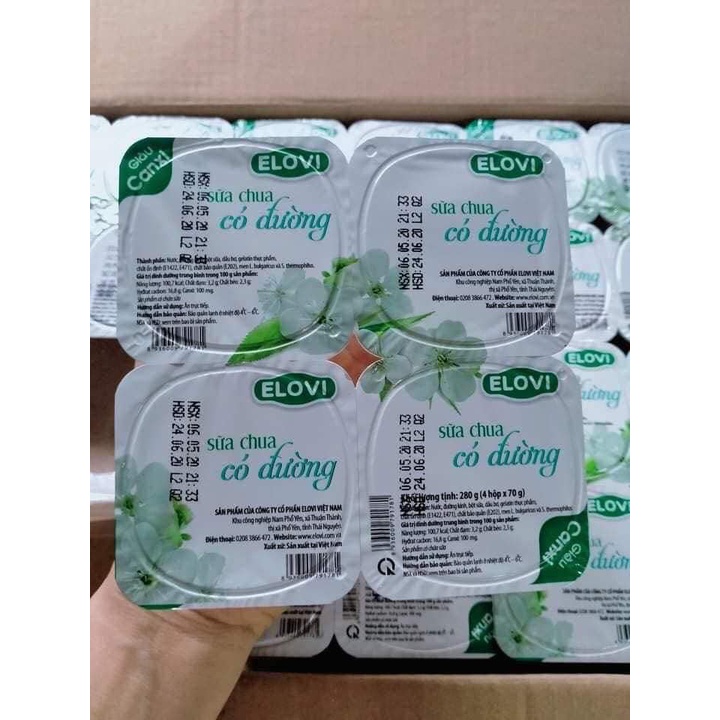 Sữa Chua ăn ELOVI Có đường Xoài Dâu - Thùng 48 hộp