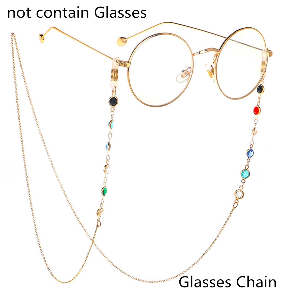 Unisex vintage Stainless Steel Glass Beads Long Glasses Chain