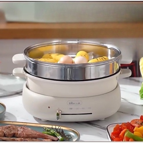 Nồi lẩu nướng Bear 3 in 1 kèm khay hấp- hàng có sẵn  Bh 12 tháng