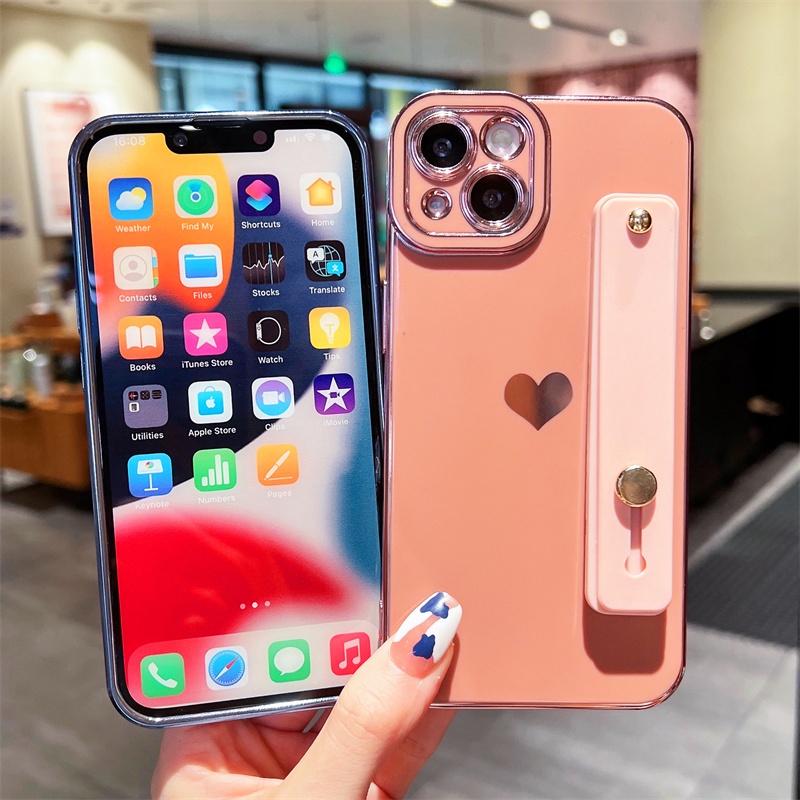 Ốp Điện Thoại TPU Mềm Chống Sốc Chống Rơi Có Quai Cầm Tay Kiêm Giá Đỡ Cho I-Phone 13 12 11 Pro XS XR 8 7 Plus