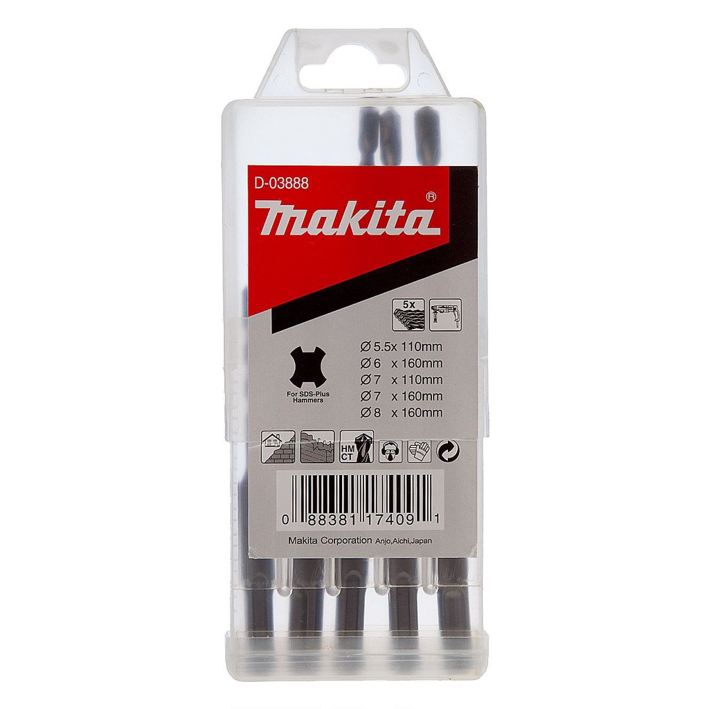 Bộ mũi khoan bê tông Makita chuôi SDS plus D-03888
