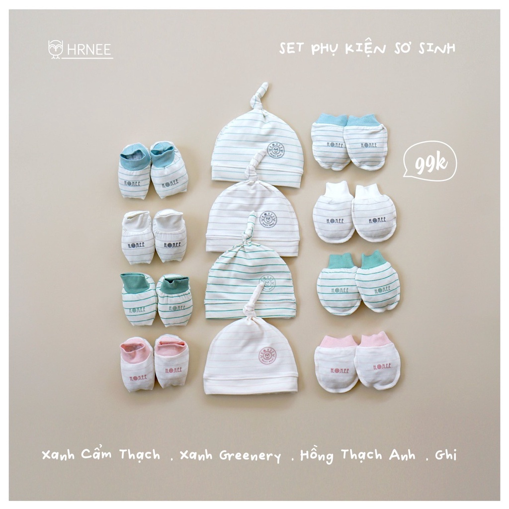 Sét phụ kiện sơ sinh bao gồm mũ, bao chân và bao tay