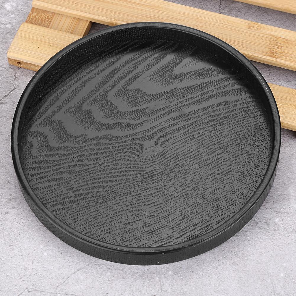 Khay Gỗ Tròn 21-30cm Màu Đen Phong Cách Vintage
