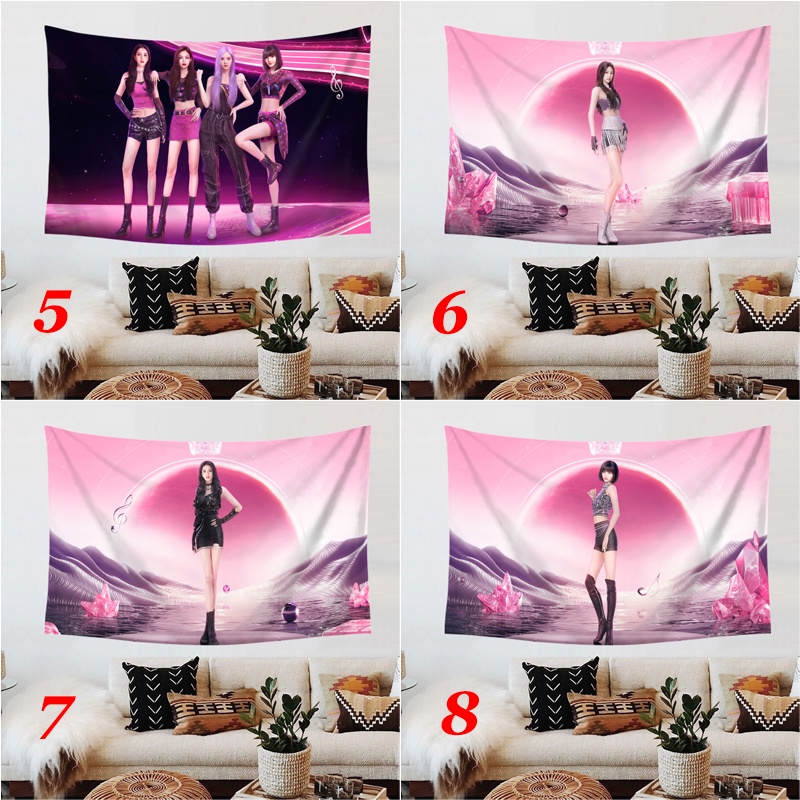 Thảm Treo Tường Trang Trí In Hình Nhóm Nhạc BLACKPINK Kèm Kẹp Tiện Dụng