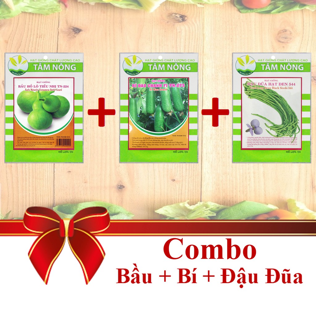 [Combo 3 Gói Hạt Giống] Bầu + Bí + Đậu Đũa