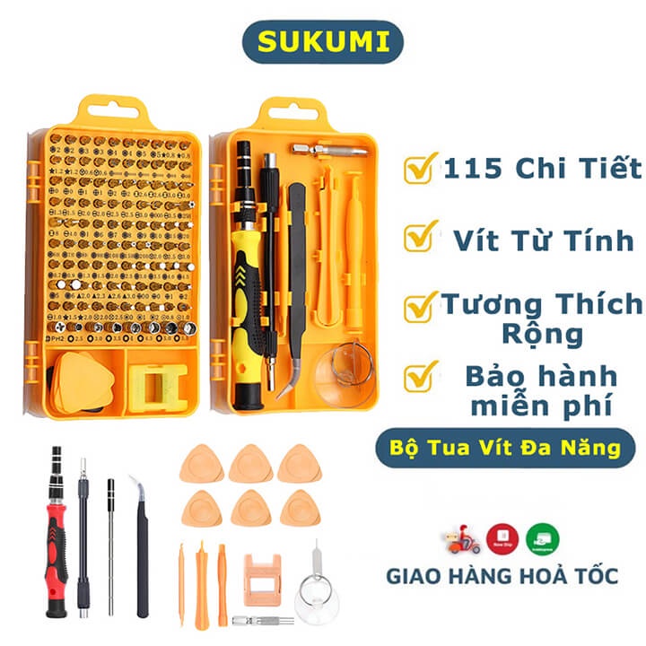 Bộ tua vít sửa điện thoại đa năng 115 chi tiết, tô vít từ tính sửa chữa máy tính, laptop, đồng hồ, các thiết bị điện tử