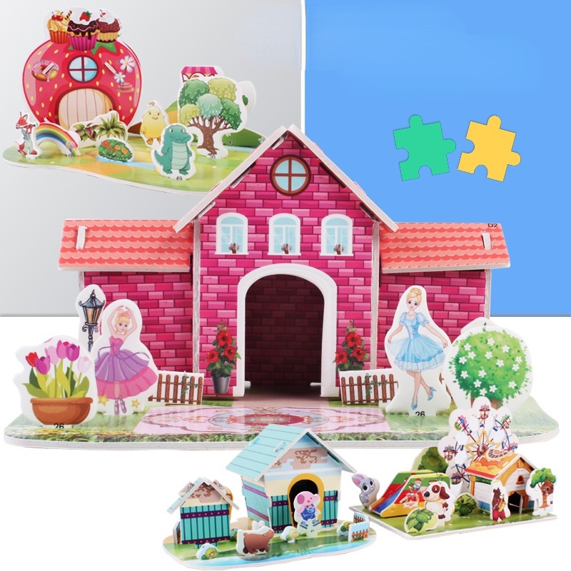 Đồ chơi lắp ghép hình ngôi nhà 3D cho trẻ em DIY