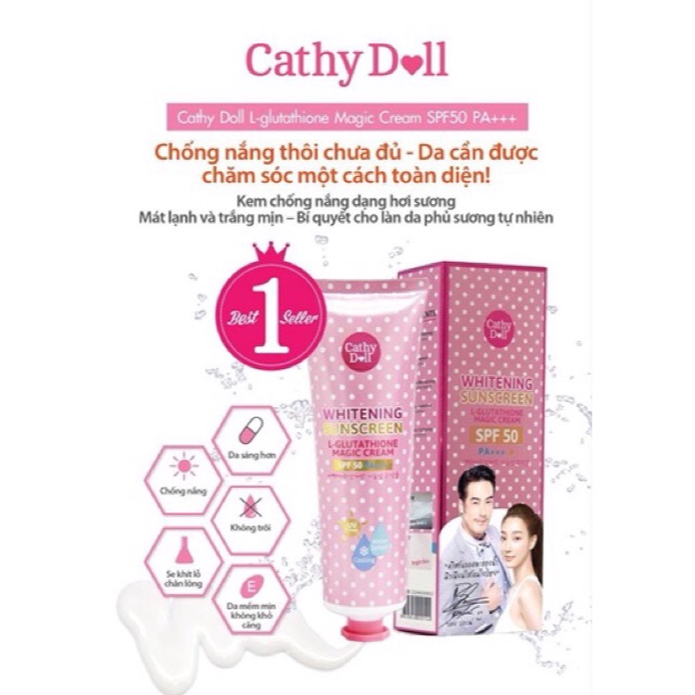 ☀️ Kem chống nắng trắng da L-glutathione Magic Cream CATHY DOLL 138ml Thái Lan