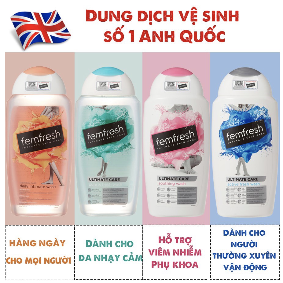 Dung dịch vệ phụ nữ Femfresh Daily Intimate Wash Anh Quốc 150ml/ 250ml [NHẬP KHẨU CHÍNH HÃNG 100%]