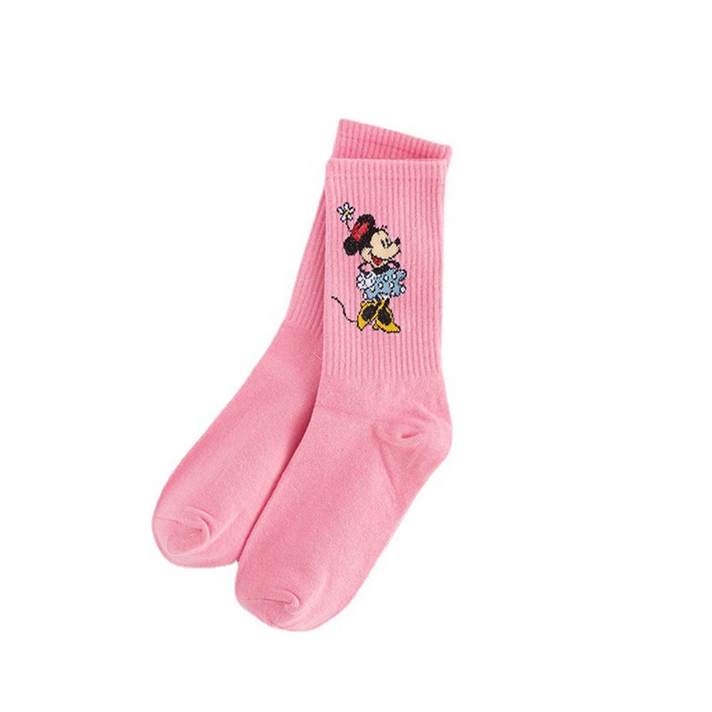 Vớ cotton màu trơn thoáng khí in hình chuột Mickey phong cách Harajuku Hàn Quốc dễ thương cho nữ