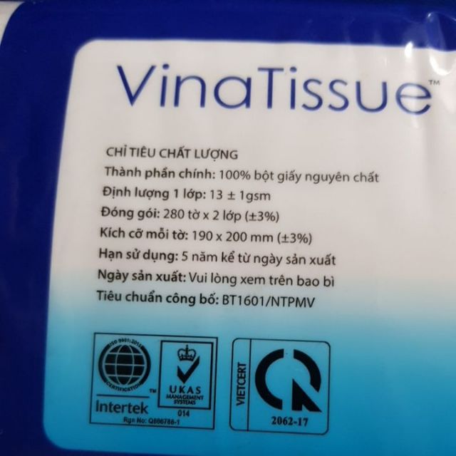 Khăn giấy lụa VinaTissue bịch 280 tờ