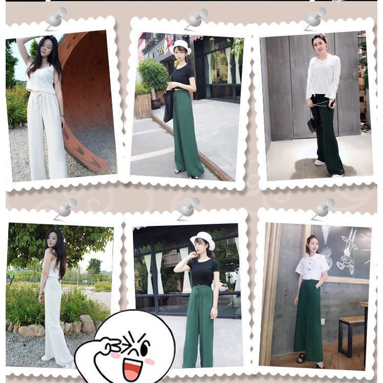 Women Straight Leg Pants High Waist Belt Loose Long Pants | BigBuy360 - bigbuy360.vn