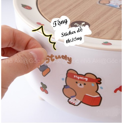 Thùng rác nhỏ dễ thương, hộp lưu trữ để bàn có nắp decor bàn học  - Phong cách Hàn Quốc - Góc nhỏ Aki