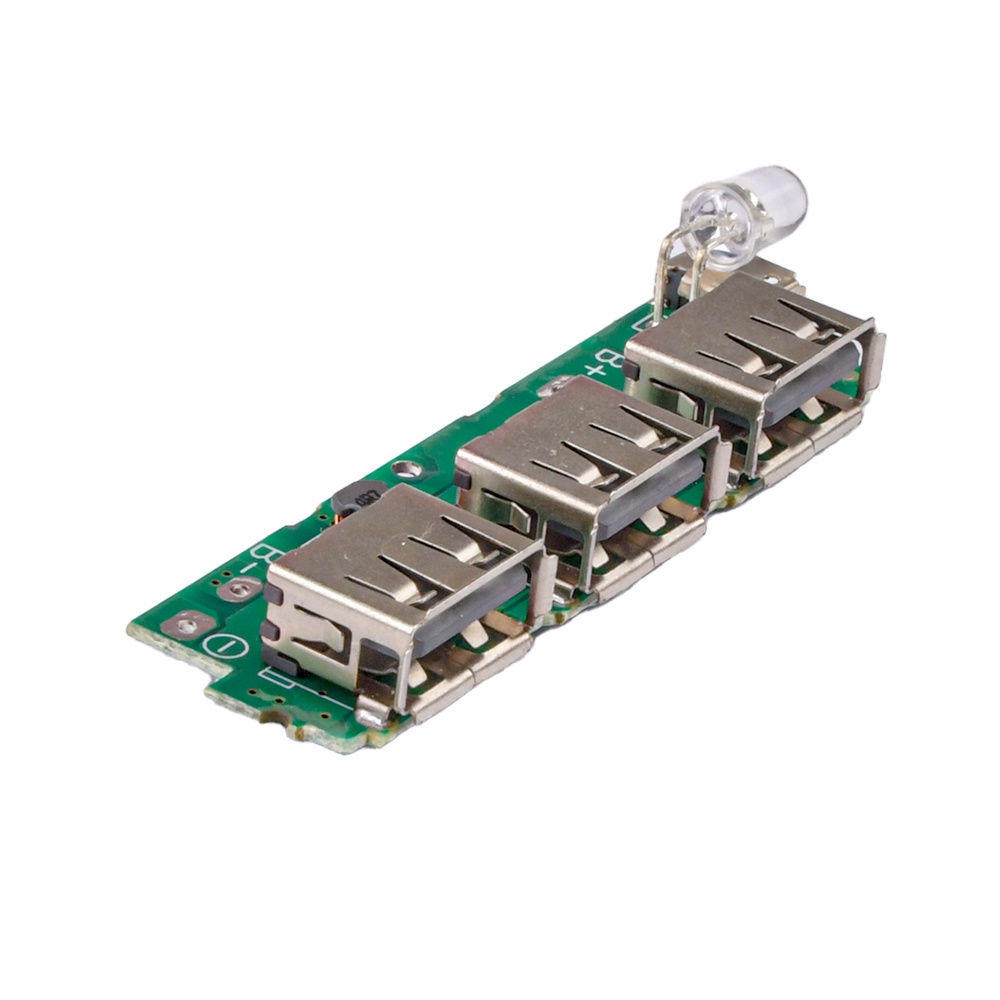 Bảng mạch tăng áp PCBFUN 3 đầu ra usb Li-ion 18650 3V 5V có đèn LED cho sạc dự phòng DIY