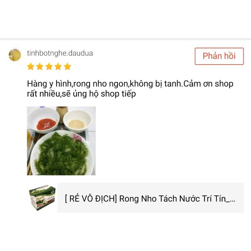 [RẺ VÔ ĐỊCH] Rong Nho Tách Nước-Rong Nho Khô Trí Tín ( Nha Trang- Khánh Hòa)gói 20g [có chọn kèm sốt ] công nghệ Nhật Bả