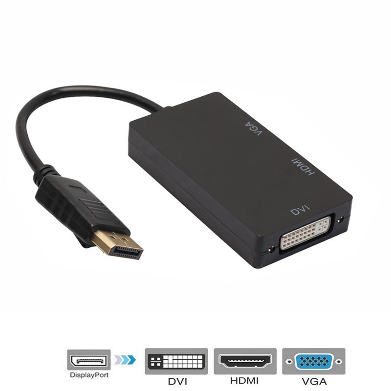 Bộ chuyển đổi DP 20pin sang DVI/HDMI/VGA 3 trong 1 1080p HDTV