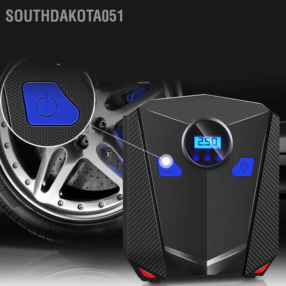 Hàng HOT Bơm Lốp Ô Tô - Bơm Hơi xe hơi Siêu Mạnh Aikesi Điện Tử Tự Ngắt di động với đèn LED【Southdakota051】