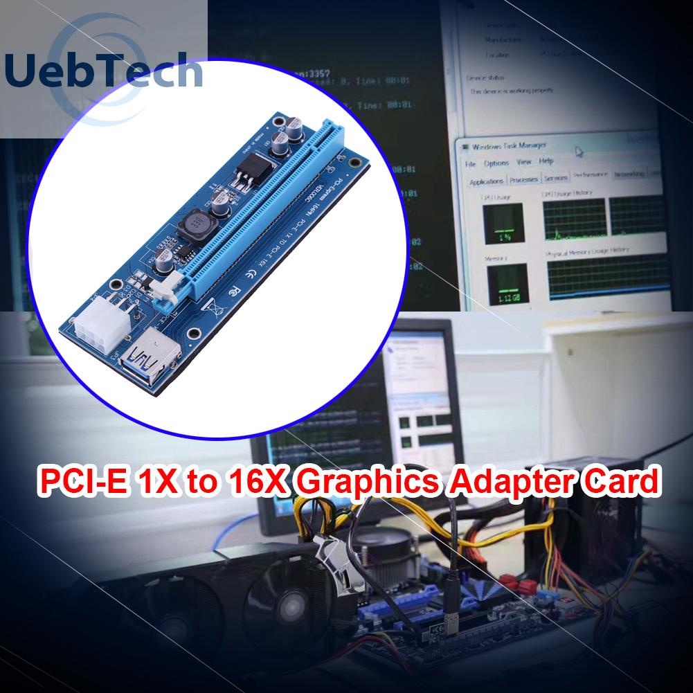 Uebtech PCI-E Express 16X Riser Board with PCIe 6-Pin Power Port for BTC Mining