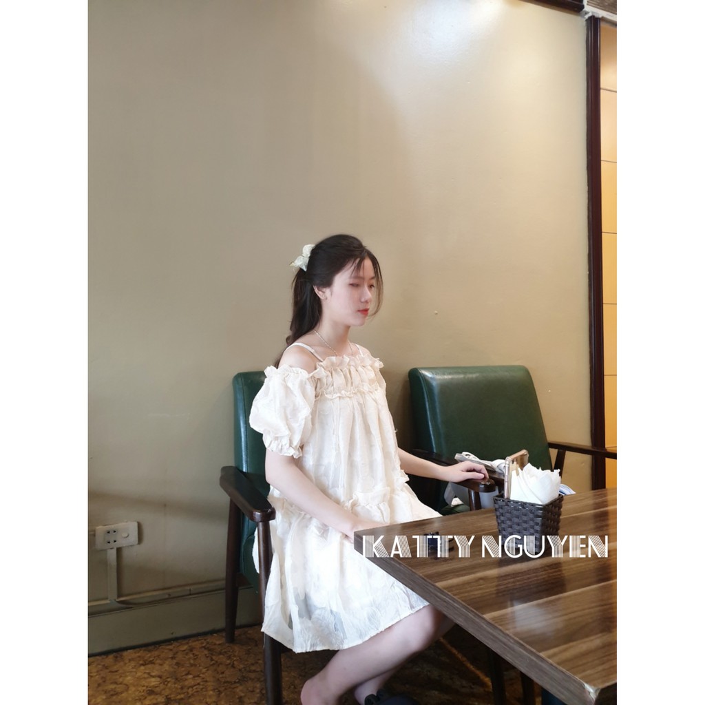 Đầm thiết kế dáng babydoll trễ vai KT216 (Tặng cài áo) | BigBuy360 - bigbuy360.vn
