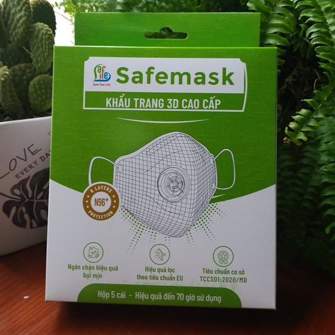 Khẩu trang lọc bụi mịn PM 2.5 safelife N96 + có van