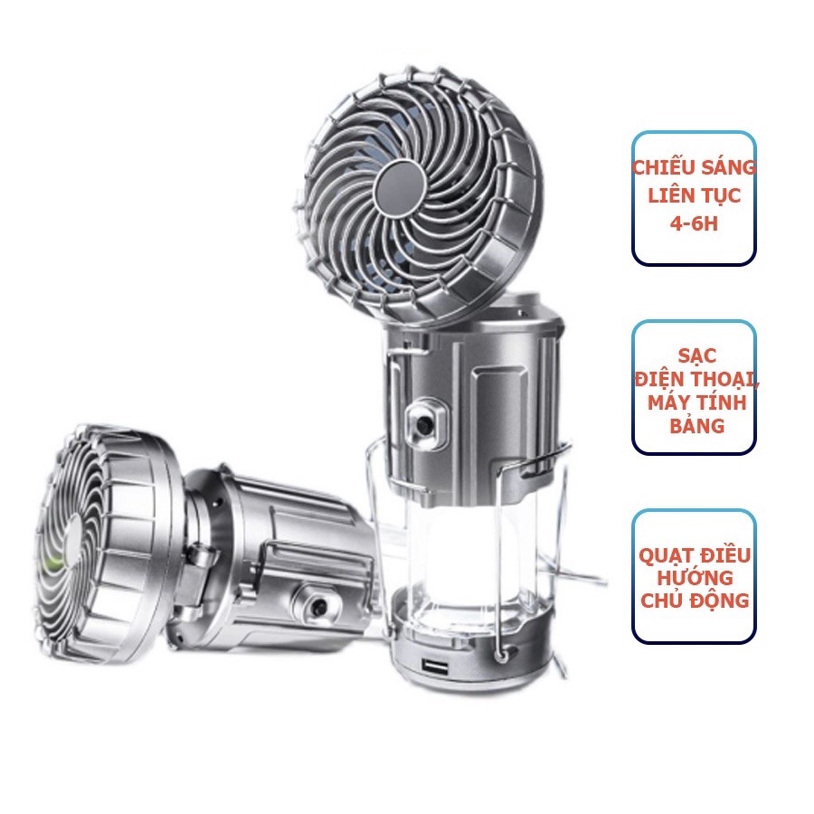 Đèn Năng Lượng Mặt Trời Đa Năng 3 Trong 1 Tích hợp (Đèn pin + Quạt + Sạc dự phòng)