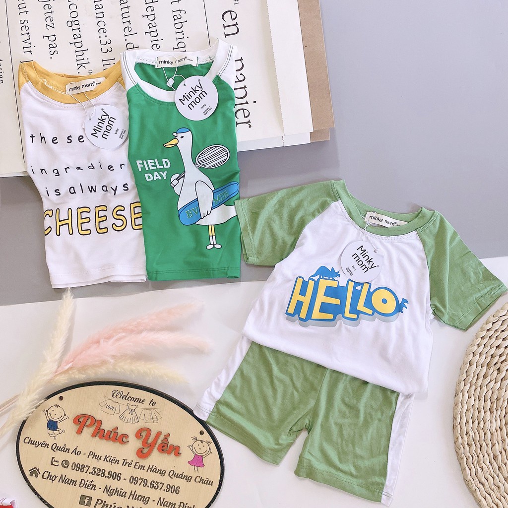 Bộ cộc tay chất thun lạnh- Bộ cộc tay  minky mom  phong cách nhật bản cho bé ( cân nặng từ 8-19kg) (1140)