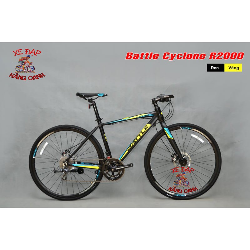 Xe đạp Touring BATTLE Cyclone R2000: Khung Nhôm, Tay đề/Gạt líp SHIMANO Claris R2000 2x8 (16 tốc độ), Lốp KENDA 700x28C